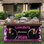 Personalized Balloons Graduation Photo Glittery Banner with Name and School Name Graduation Ceremony Party Gift for Class of 2026 Graduates