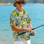Personalized Hawaiian Style Lemon Theme Face Photo Soft Shirt Beach Party Vacation Birthday Gift for Friends Family Travel Lovers