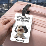 Personalised Property of My Human Cute Cartoon Pet Luggage Tag with Name Travel Accessories Birthday Gift for Pet Owners Travel Lovers