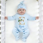 Personalized Initial Floral Design Name 100% Cotton Baby Romper Hat Blanket Outfit with Gift Box Baby Shower  Coming Home Gift for Newborn