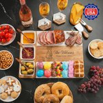 Personalized Engraved Happy Easter Bunny Acacia Marble Cutting Board Coaster Set with Bowl and Spoon Made in USA Housewarming Gift for Mother Family