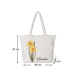 Bolso tote de pana personalizado con flor de nacimiento y nombre gran capacidad regalo de cumpleaños y uso diario para mujeres