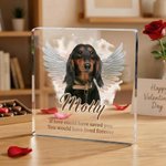 Henkilökohtainen Angel Wings Pet Photo Akryyli Ornamentti nimi ja teksti Home Decor Sympathy Memorial lahja lemmikin omistaja rakastaja