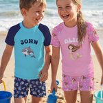Personalisierte niedliche Cartoon Meerjungfrau Meer Tier Anti-UV Kind Badeanzug mit Namen Schwimmbad Sommer Urlaub Geschenk für Jungen Mädchen