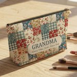 Gepersonaliseerd vintage gebloemd patchwork make-up tasje met titel en namen voor dagelijks gebruik Moederdag Verjaardagscadeau voor vrouwen