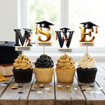 Personalizado Multicolor Graduación Cap Cupcake Topper con Nombre e Inicial Decoración de la Torta Regalo de Graduación para Graduado Amigo
