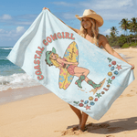 Personalizzato Playful Beach Babe Asciugamano da spiaggia sovradimensionato ad asciugatura rapida con nome Regalo di festa in spiaggia per donna cowgirl