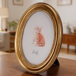 Personalized Watercolor Pet Portrait Oval Frame with Name Home Decor Pet Memorial Gift for Pet Lovers