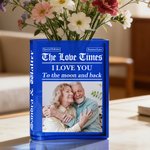 Personalised Creative Photo Design Acrylic Book Vase with Name Bookshelf Decor Birthday Gift for Families Friends Grandparents
