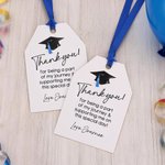Personalised Graduation Cap Thank You Tags with Text and Ribbon Set of 20 Gift Decor Graduation Party Favor for Graduates