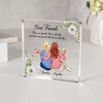 Personalizada Personajes de dibujos animados Volver Vista Nacimiento Flor Cuadrado Placa de acrílico con nombre Decoración del Hogar Cumpleaños Aniversario Regalo para Mujeres Mejores Amigos