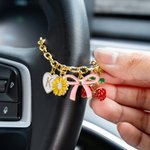 Personalisierte Birthstone Initial Build Your Own Lenkrad Charm Kette Autozubehör Geburtstag Geschenk für Familie Freund Autobesitzer