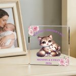 Henkilökohtainen ensimmäinen äitienpäivä Animal Pattern Square akryyli plaketti nimi vuosi ja teksti äitienpäivä lahja äidille isoäiti