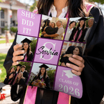 Cojín de Graduación Personalizado de Nueve Cuadrados con Foto de Graduación Funda de Almohada Suave con Nombre e Inicial Decoración del Hogar Regalo de Fiesta de Graduación para Graduados