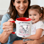 Personalized Cute Elephant Ceramic Mug with Name and Text 1st Mother's Day Anniversary Gift for Moms