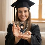 Gepersonaliseerde Afstudeerthema Vierkante Acryl Plaquette met Cartoonfiguur Hart en Naam Bureau Decoratie Cadeau voor Verjaardag en Afstuderen