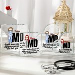 Personalizada de dibujos animados médicos de caracteres cuadrados de la placa de acrílico del corazón con el nombre de escritorio Decoración de cumpleaños Agradecimiento Inspirational regalo para el p