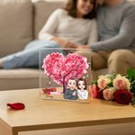 Plaque Carrée en Acrylique Personnalisée avec Nom et Personnage Dessin Animé Décoration de Bureau Cadeau de Saint-Valentin pour Couples