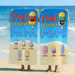 Personalised Ice Cream Family Quick Dry Oversized Beach Towel with Name Travel Essentials Beach Party Birthday Gift for Family Kid