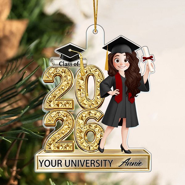 Personalisierte niedlichen Cartoon-Charakter Acryl Ornament mit Namen und Jahr Graduierung Party Geschenk für Absolventen
