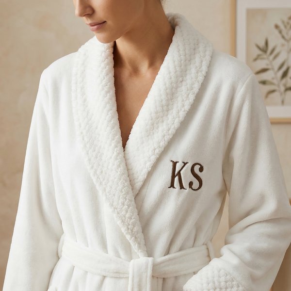 Personalized Embroidered Monogram Name Plush Bathrobe Daily Use Birthday Mother's Day Gift for Women