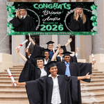 Personalized Balloons Graduation Photo Glittery Banner with Name and School Name Graduation Ceremony Party Gift for Class of 2026 Graduates