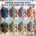 Personlig Tropical Palm 1-2 Face Photos Design Hawaiian Kortärmad skjorta Rolig sommarstrandfest Födelsedagspresent för män