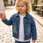 Personalised Cute Flowers Kid Long Denim Jacket with Name Daily Life Outfit Birthday Baby Shower Gift for Girls