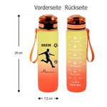 Personalisierte Wasserflasche mit Sport-Silhouette | mit Namen und Zeitmarkierungen | 1000 ml | auslaufsicher | Geburtstagsgeschenk für Sportliebhaber