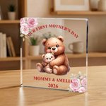 Henkilökohtainen ensimmäinen äitienpäivä Animal Pattern Square akryyli plaketti nimi vuosi ja teksti äitienpäivä lahja äidille isoäiti