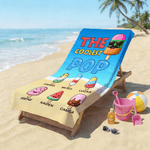 Personalised Ice Cream Family Quick Dry Oversized Beach Towel with Name Travel Essentials Beach Party Birthday Gift for Family Kid
