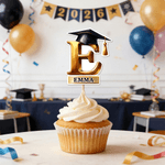 Personalizado Multicolor Graduación Cap Cupcake Topper con Nombre e Inicial Decoración de la Torta Regalo de Graduación para Graduado Amigo