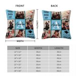 Cojín de Graduación Personalizado de Nueve Cuadrados con Foto de Graduación Funda de Almohada Suave con Nombre e Inicial Decoración del Hogar Regalo de Fiesta de Graduación para Graduados