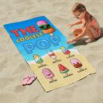 Personalised Ice Cream Family Quick Dry Oversized Beach Towel with Name Travel Essentials Beach Party Birthday Gift for Family Kid