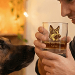 Henkilökohtainen lemmikkieläinten muotokuva 10 oz Rock Whiskey lasi nimellä Syntymäpäivä muistolahja lemmikkieläinten ystäville