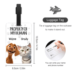 Personalised Property of My Human Cute Cartoon Pet Luggage Tag with Name Travel Accessories Birthday Gift for Pet Owners Travel Lovers