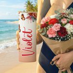 Personnalisé Fleur de naissance multicolore 20 oz isolé Skinny Tumbler avec nom et paille Utilisation quotidienne Fête des mères Cadeau d'anniversaire pour les femmes
