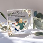 Personalizada Personajes de dibujos animados Volver Vista Nacimiento Flor Cuadrado Placa de acrílico con nombre Decoración del Hogar Cumpleaños Aniversario Regalo para Mujeres Mejores Amigos