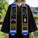 Personalised El Salvadoran Flag Graduation Stole with Name School Name and Year Graduation Gift for Class of 2026 Graduates