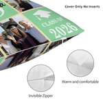 Cojín de Graduación Personalizado de Nueve Cuadrados con Foto de Graduación Funda de Almohada Suave con Nombre e Inicial Decoración del Hogar Regalo de Fiesta de Graduación para Graduados