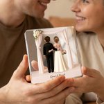 Personalized 3D Cartoon Bride and Groom Acrylic Plaque with Name and Text Wedding Anniversary Valentine's Day Gift for Newlyweds Couples