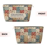 Gepersonaliseerd vintage gebloemd patchwork make-up tasje met titel en namen voor dagelijks gebruik Moederdag Verjaardagscadeau voor vrouwen