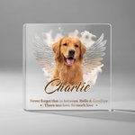 Henkilökohtainen Angel Wings Pet Photo Akryyli Ornamentti nimi ja teksti Home Decor Sympathy Memorial lahja lemmikin omistaja rakastaja