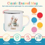 Personalized Cute Easter Egg Bunny Flower 12 oz Enamel Mug with Initial and Name Easter Party Gift for Kids
