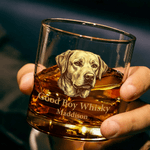 Henkilökohtainen lemmikkieläinten muotokuva 10 oz Rock Whiskey lasi nimellä Syntymäpäivä muistolahja lemmikkieläinten ystäville