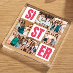 Personalised 6 Photos Collage Multicolour Square Acrylic Plaque Desk Decor Birthday Christmas Gift for Sisters Friends