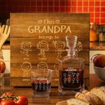 Personalized 1-8 Cute Line Cartoon Characters Whiskey Decanter with Names and Title Father's Day Birthday Gift for Liquor Lovers