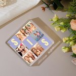 Personalised 6 Photos Collage Multicolour Square Acrylic Plaque Desk Decor Birthday Christmas Gift for Sisters Friends