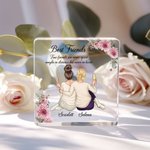 Personalizada Personajes de dibujos animados Volver Vista Nacimiento Flor Cuadrado Placa de acrílico con nombre Decoración del Hogar Cumpleaños Aniversario Regalo para Mujeres Mejores Amigos