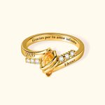 Anillo personalizado de acero inoxidable con piedra de nacimiento nombre y texto grabado regalo del Día de la Madre para mamá y abuela